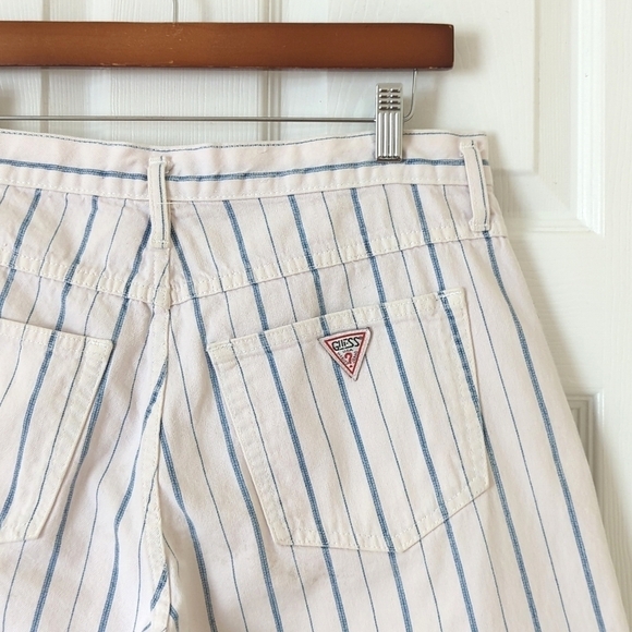 Guess by Georges Marciano 80's Vintage Relaxed High Rise Striped Jean Shorts 2 - Picture 10 of 12